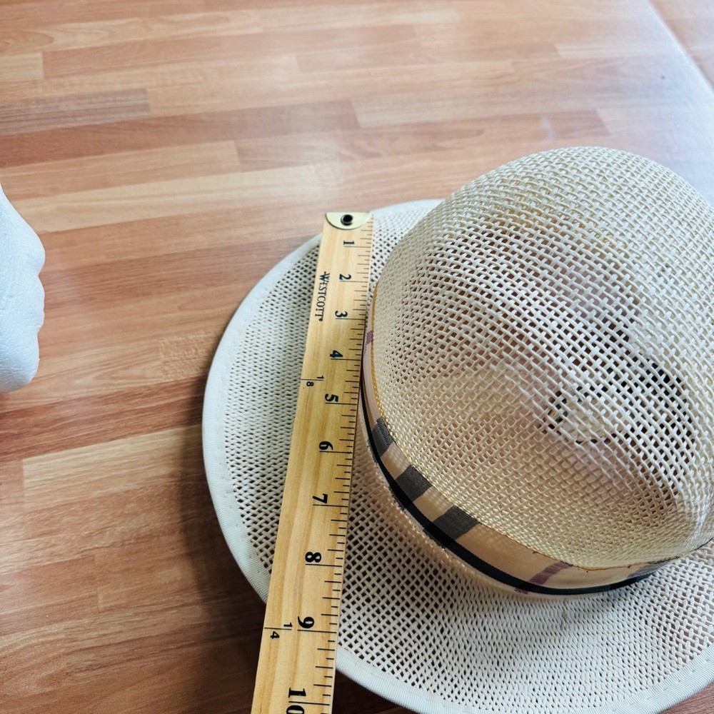 Summer hat with plaid trim - Picture 11 of 13